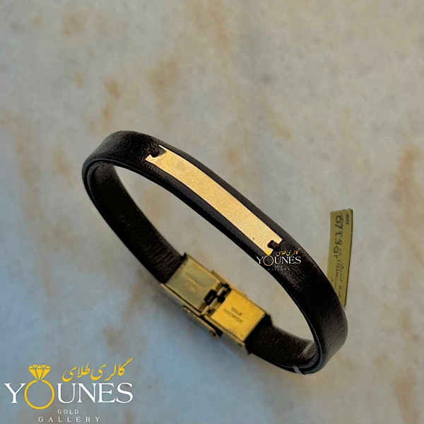 دستبند طلا چرم مردانه L108